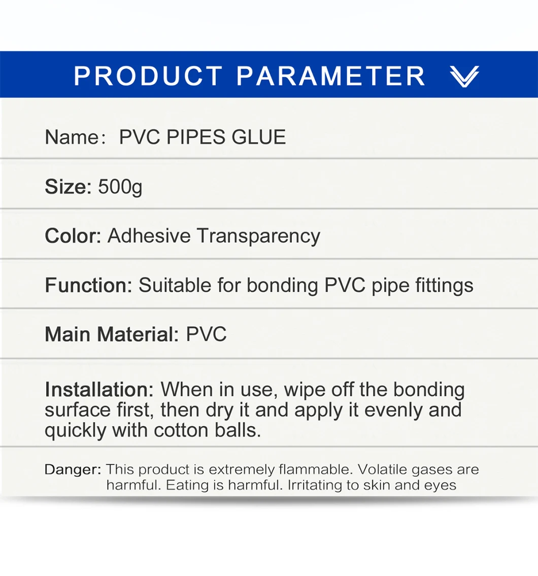 Clear PVC Solvent Cement for Plumbing Piping System